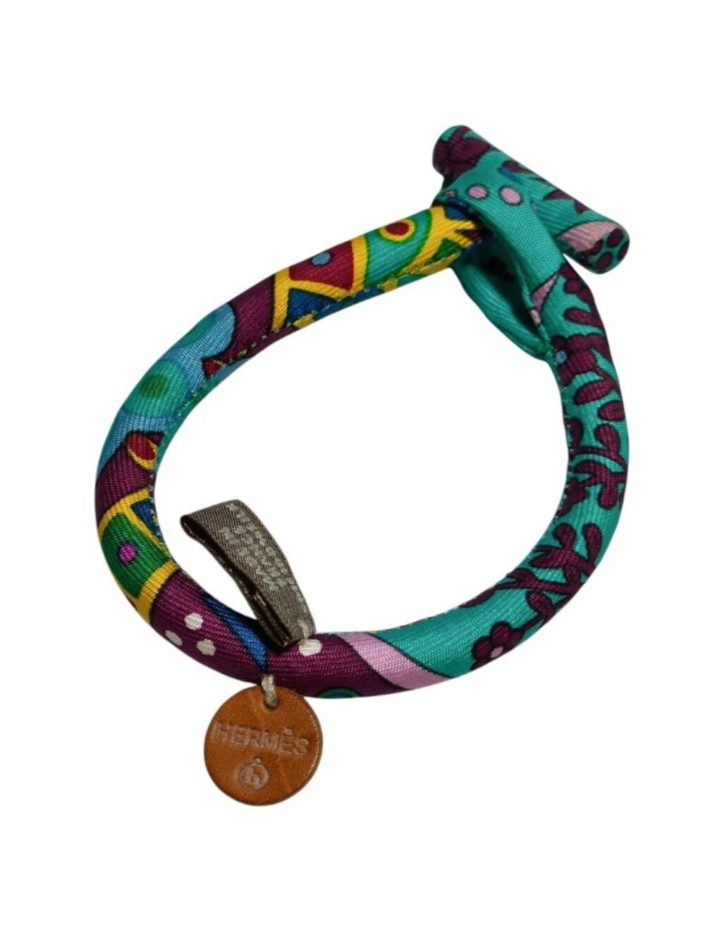 Hermes Silk 100% Petit H Bracelet Blue Multicolor